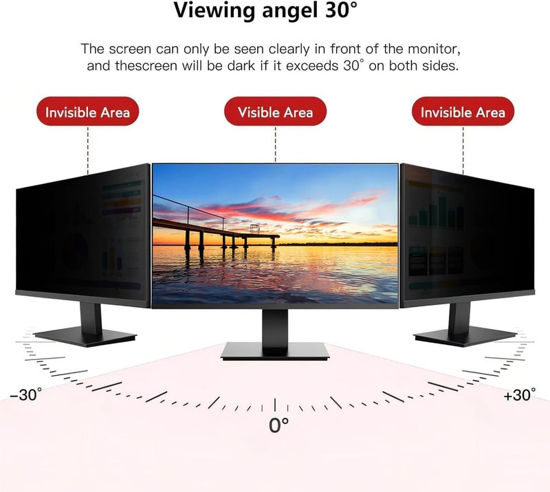 Twugs 2 Pack Computer Privacy Screen Shield Compatible for 23.6/23.8/24 Inch 16:9 Widescreen Desktop Monitor - Anti Glare & Blue Light Filter - Hanging Design for Easy On/Off - Image 5